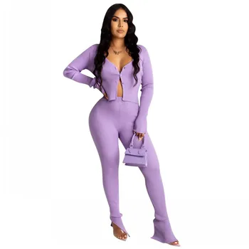 Female Autumn Solid Purple Fashion Two Piece Sets Sexy V Neck Full Sleeve Top And Skinny Long Pants Outfits For Women Party Suit
Female Autumn Solid Purple Fashion Two Piece Sets Sexy V Neck Full Sleeve Top And Skinny Long Pants Outfits For Women Party Suit