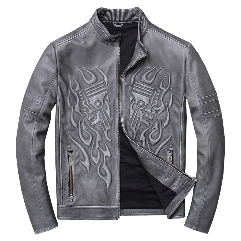 Mens Genuine Leather Jackets Coats Harley Jacket Motorcycle Men Real Cow Cowhide Punk Hip Hop Skulls Slim Biker jaqueta de couro
Mens Genuine Leather Jackets Coats Harley Jacket Motorcycle Men Real Cow Cowhide Punk Hip Hop Skulls Slim Biker jaqueta de couro