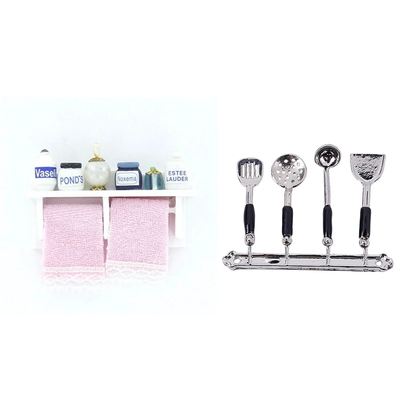 2 Set 1/12 Dollhouse Miniature Accessories: 1 Set Alloy Kitchenware Silver & 1 Set Wood Bathroom Wall Mount White
2 Set 1/12 Dollhouse Miniature Accessories: 1 Set Alloy Kitchenware Silver & 1 Set Wood Bathroom Wall Mount White