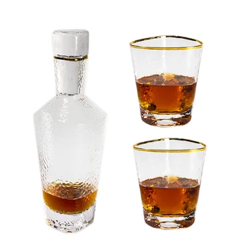 3Pcs/Set Gold Rim Hammer Texture Transparent Glass Cup Wine Bottle Set Whiskey Home Drinkware
3Pcs/Set Gold Rim Hammer Texture Transparent Glass Cup Wine Bottle Set Whiskey Home Drinkware