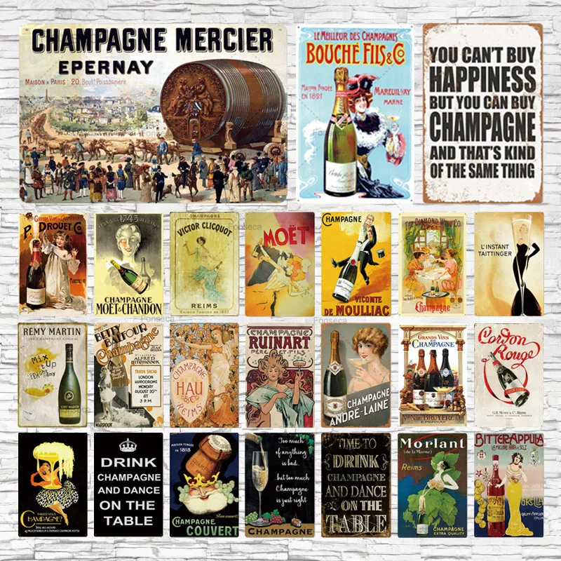 

Champagner Metall Poster Plaque Metall Vintage Metall Zeichen Zinn Zeichen Wand Dekor fr Man Cave Bar Pub Club Eisen Mal