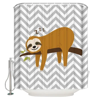 Shower Curtain Waterproof Polyester Fabric Shower Curtain Sloth Geometrically Striped Background Branch
Shower Curtain Waterproof Polyester Fabric Shower Curtain Sloth Geometrically Striped Background Branch