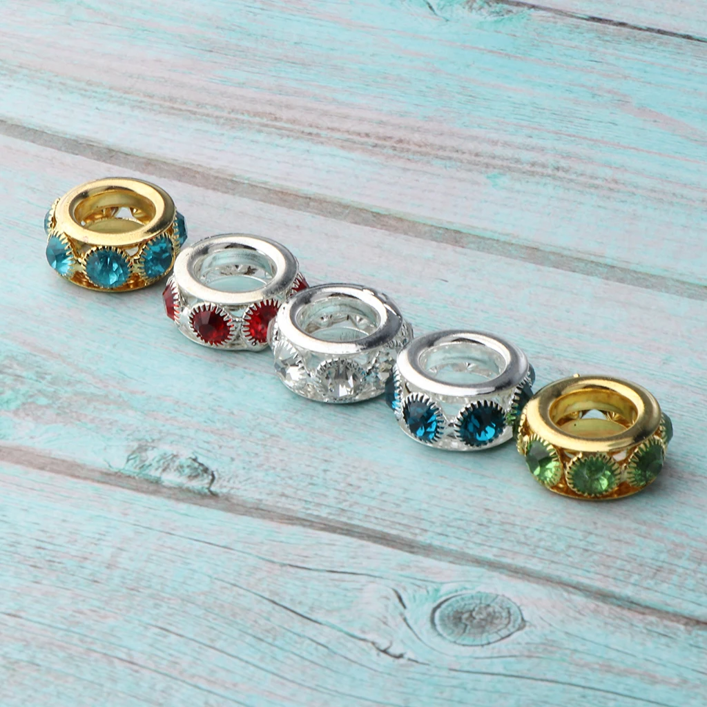 5Pcs/Pack Metal Hair Beads Rhinestone Braiding Jewelry Making DIY Bracelet Pendant 5Pcs/Pack Metal Hair Beads Rhinestone Braiding Jewelry Making DIY Bracelet Pendant