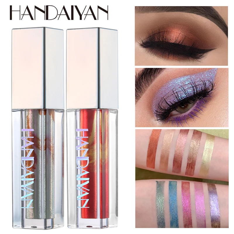 

Brand Liquid Eyeshadow Makeup Long Lasting Shining Diamond Shimmer Glitter Gold Green Eye Shadow handaiyan Cosmetics