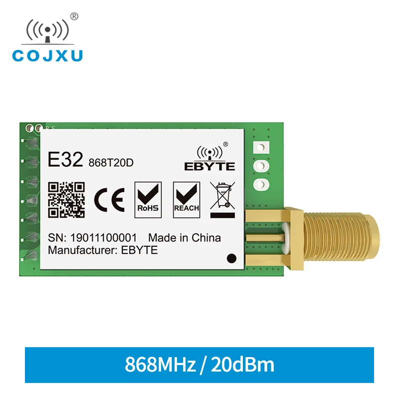 E32-868T20D 100mW LoRa SX1276 module RF UART 868MHz 20dBm 3km Wireless Transceiver Transmitter Receiver LoRa module For IOT
E32-868T20D 100mW LoRa SX1276 module RF UART 868MHz 20dBm 3km Wireless Transceiver Transmitter Receiver LoRa module For IOT