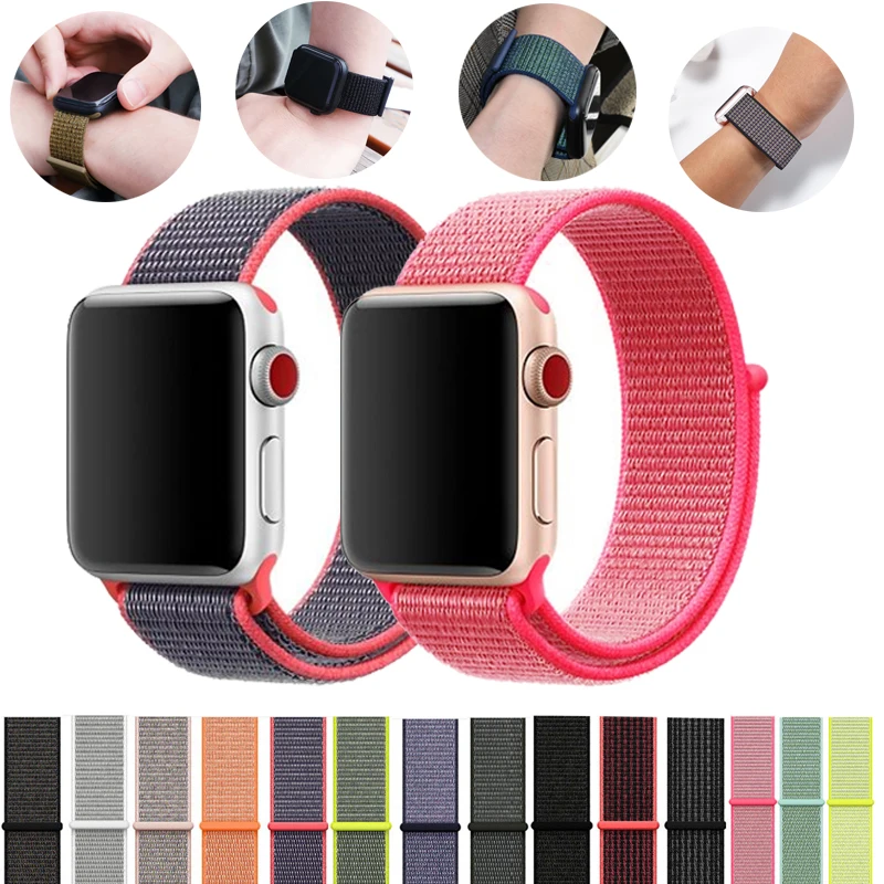 Нейлоновый ремешок для Apple Watch 5 4 ремешка 44 мм 40 iWatch Series 42 38 спортивный браслет 3 2 1