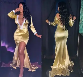 YiMinpwp Sexy Mermaid Evening Dresses Sheer Neck Backless Long Sleeve Sweep Train Appliques Beads Long Formal Prom Gown
YiMinpwp Sexy Mermaid Evening Dresses Sheer Neck Backless Long Sleeve Sweep Train Appliques Beads Long Formal Prom Gown