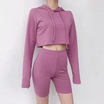 Womens Sweet Casual 2 Pieces Sets Loose Hooded Sweater And Elastic Waist Shorts Ladies 2020 Spring Summer Fashion Outfit Female 
Womens Sweet Casual 2 Pieces Sets Loose Hooded Sweater And Elastic Waist Shorts Ladies 2020 Spring Summer Fashion Outfit Female