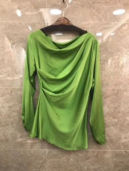 2020 Spring and Summer New Women's Horizontal Neck Solid Color Decorative Wrinkled Long Sleeve All-match Shirt 707
2020 Spring and Summer New Women's Horizontal Neck Solid Color Decorative Wrinkled Long Sleeve All-match Shirt 707