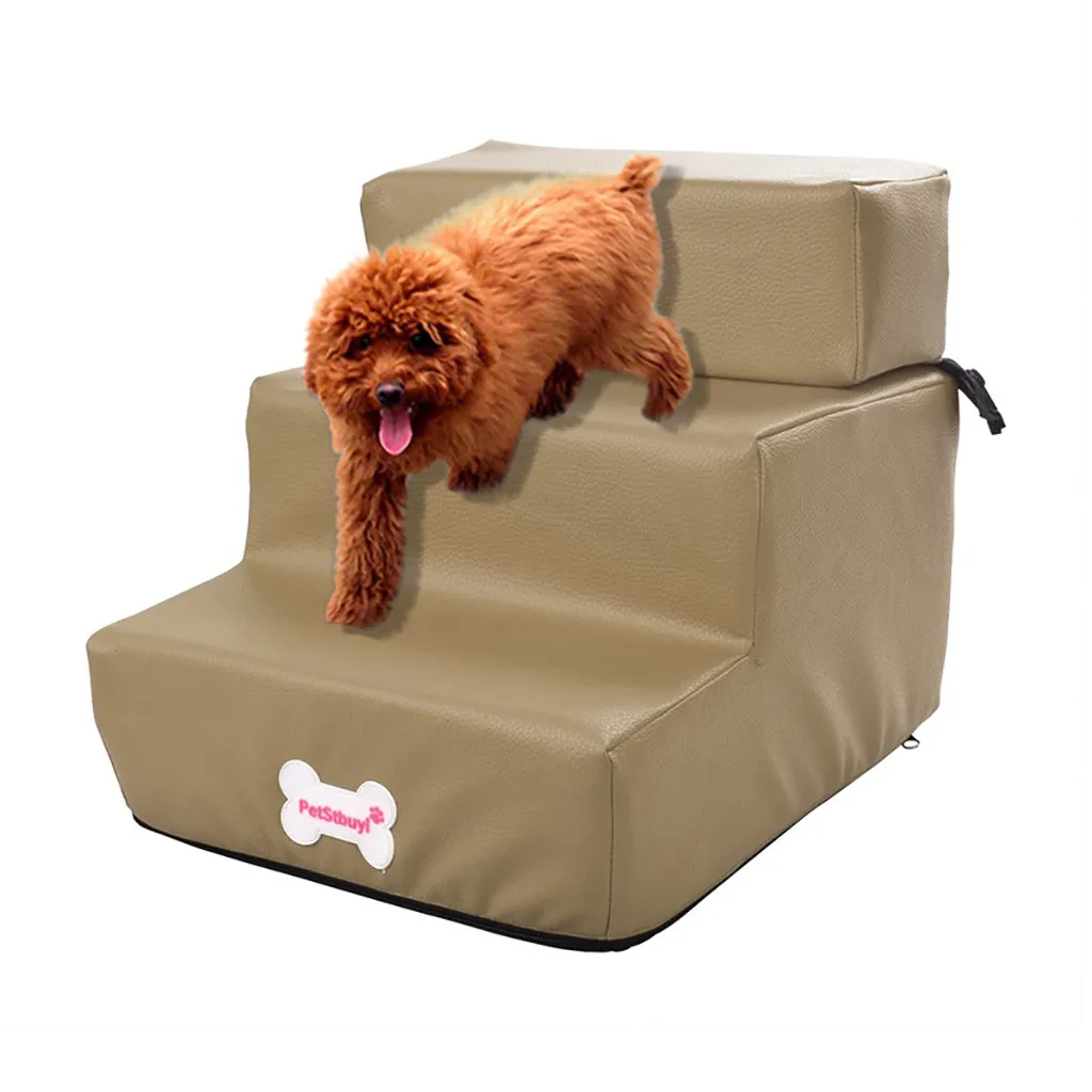 Furniture - Waterproof Leather Foldable Pet Stairs Detachable Pet Bed Cat Dog Ramp 3 Steps Pet Accessories