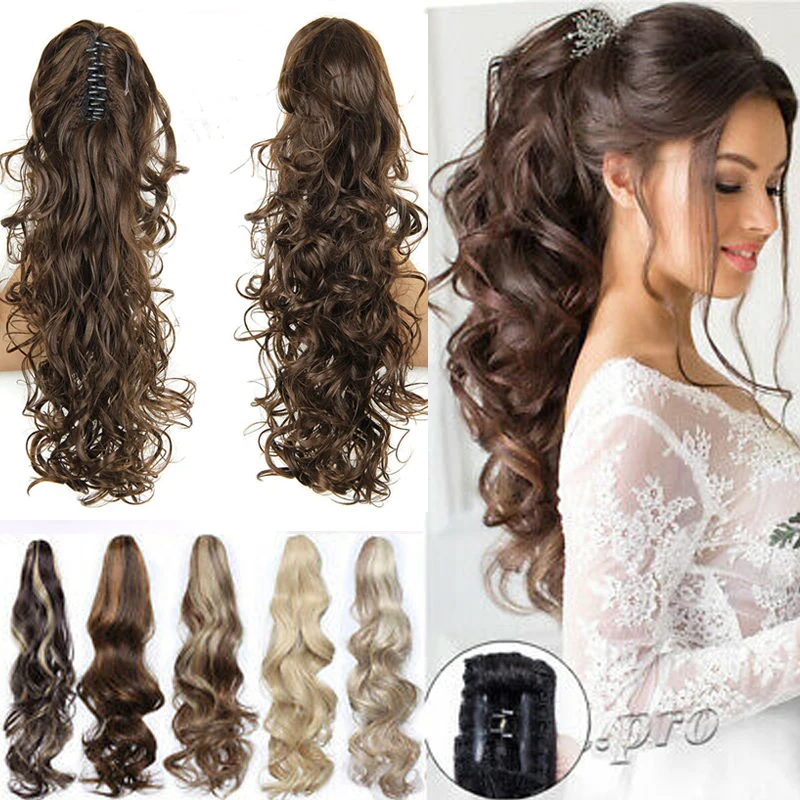 Synthetic Women Claw on Ponytail Clip in Hair Extensions Curly Style Pony Tail Hairpiece Black Brown Blonde Hairstyles
Synthetic Women Claw on Ponytail Clip in Hair Extensions Curly Style Pony Tail Hairpiece Black Brown Blonde Hairstyles