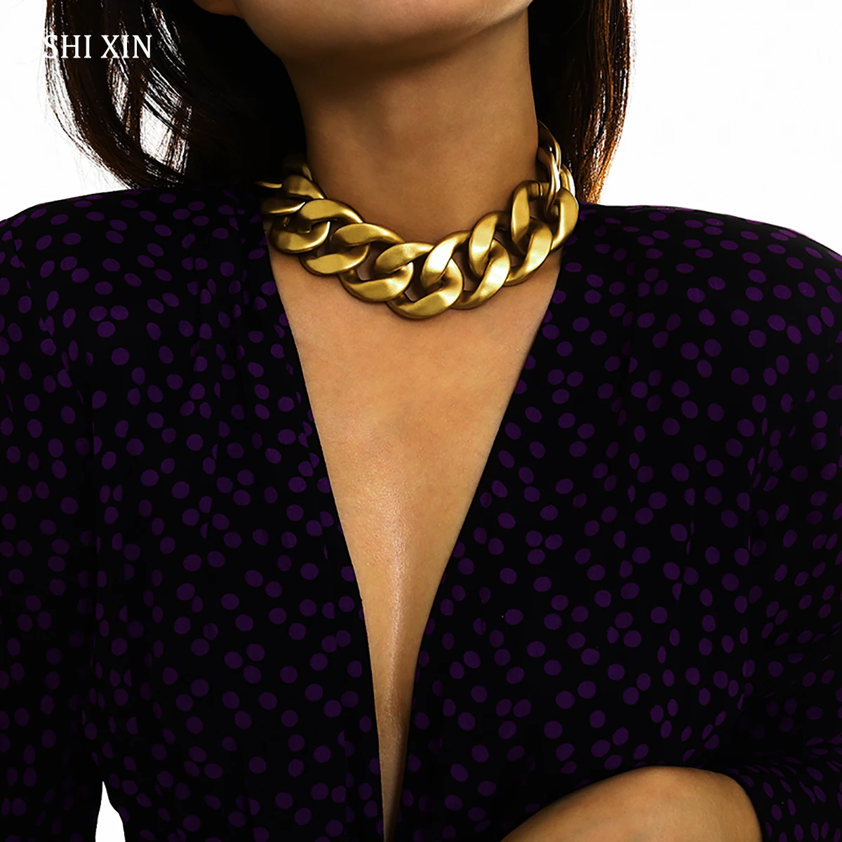 SHIXIN Punk Exaggerated Thick Chain Necklaces Women Hip Hop Gold CCB Short Choker Necklace Female Fashion Large Chunky Necklaces
SHIXIN Punk Exaggerated Thick Chain Necklaces Women Hip Hop Gold CCB Short Choker Necklace Female Fashion Large Chunky Necklaces