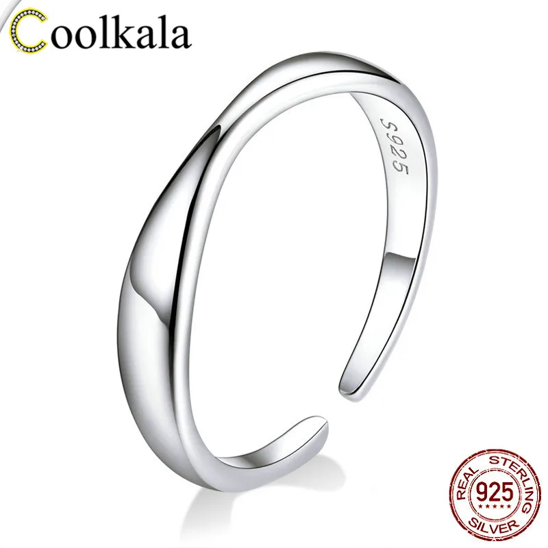 Кольцо Coolkala Evelle из чистого серебра с геометрическим узором и неровным покрытием