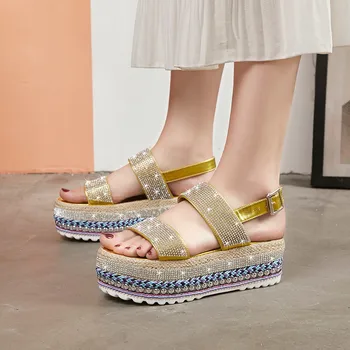 Summer Women Sandals Multi Color Rinestones Buckle Strap High Heel Platform Height Increasing Ladies Shoes Zapatos Mujer 1008W
Summer Women Sandals Multi Color Rinestones Buckle Strap High Heel Platform Height Increasing Ladies Shoes Zapatos Mujer 1008W