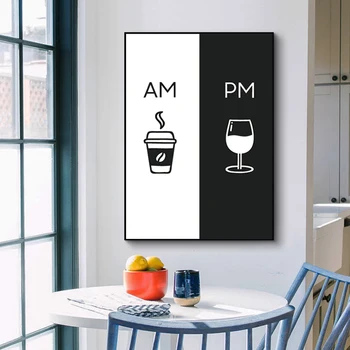 Nordic Style Modern Am Coffee PM Wine Sign Art Canvas Painting Kitchen Restaurant Posters and Prints Wall Art Picture Decoration
Nordic Style Modern Am Coffee PM Wine Sign Art Canvas Painting Kitchen Restaurant Posters and Prints Wall Art Picture Decoration