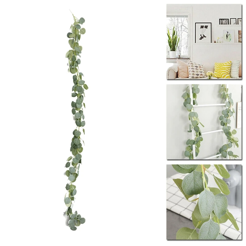 Artificial Eucalyptus Garland Faux Silk Vine Handmade Leaves Greenery 1.8M/5.9Ft Home Decoration Gardening Decoration 
Artificial Eucalyptus Garland Faux Silk Vine Handmade Leaves Greenery 1.8M/5.9Ft Home Decoration Gardening Decoration