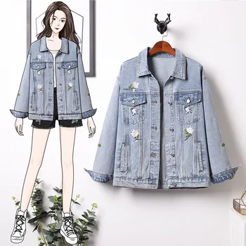Women Casual Denim Jacket Floral and Bird Print Tops Long Sleeve Trucker Coat Outerwear Button Down Jeans Coat Women 
Women Casual Denim Jacket Floral and Bird Print Tops Long Sleeve Trucker Coat Outerwear Button Down Jeans Coat Women