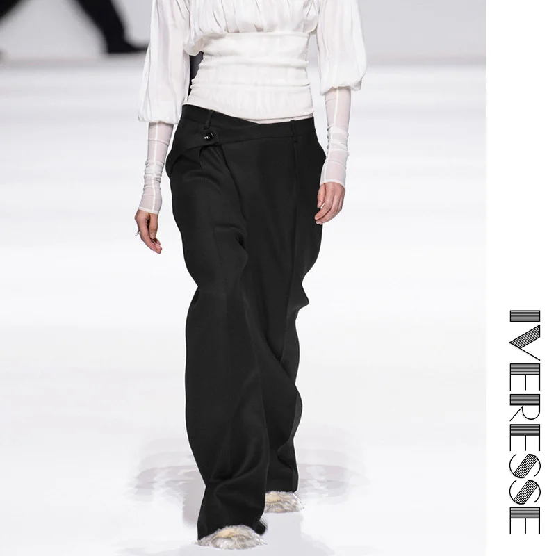 IVRESSE Pleated High Waist Streetwear Pants Cotton Loose Side Buttons Casual Trousers Women Elegant Office Lady Autumn Pants
IVRESSE Pleated High Waist Streetwear Pants Cotton Loose Side Buttons Casual Trousers Women Elegant Office Lady Autumn Pants