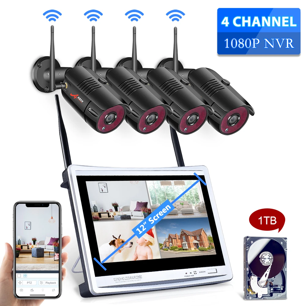 ANRAN 1080P HD 4CH Home Security Camera System Waterproof Outdoor Night Vision WiFi IP Camera with 12 Inch Monitor NVR Kits
ANRAN 1080P HD 4CH Home Security Camera System Waterproof Outdoor Night Vision WiFi IP Camera with 12 Inch Monitor NVR Kits