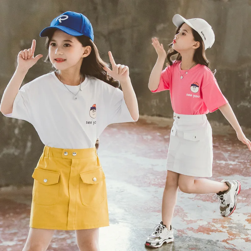 Super Foreign Style Girls' Summer Suit 2020 New Korean Style Short Skirt T-shirt Fashion Children's Two-Piece Suit
Super Foreign Style Girls' Summer Suit 2020 New Korean Style Short Skirt T-shirt Fashion Children's Two-Piece Suit