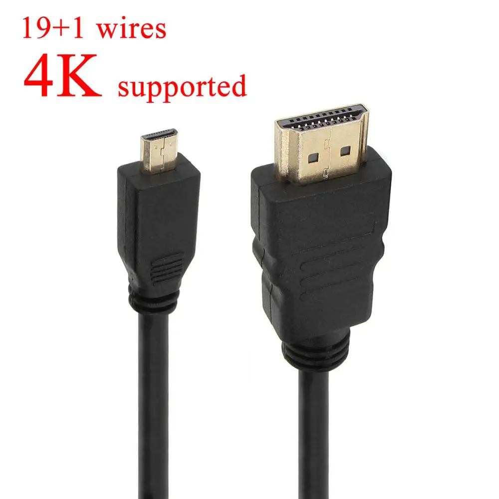 

4K 19+1 wire Raspberry PI 4 Model B 19pin Micro HDMI Cable 3D 1080P for Phone Tablet HDTV PS3 XBOX GoPro 0.3m 0.5m 1m 1.5m 3m 5m