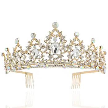 Women Tiara with Comb - Colorful AB Crystals Crown for Bridal Princess Girls at Wedding Birthday Pageant (Gold)
Women Tiara with Comb - Colorful AB Crystals Crown for Bridal Princess Girls at Wedding Birthday Pageant (Gold)