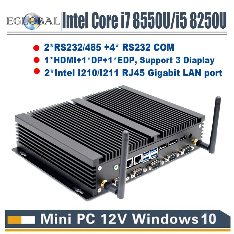 Quad Core Industrial Fanless PC i7 8550U i5 8250U 2*DDR4 M.2+Msata+2.5 SATA Mini Computer 2*Intel Lans HDMI DP EDP LPT SIM Slot
Quad Core Industrial Fanless PC i7 8550U i5 8250U 2*DDR4 M.2+Msata+2.5 SATA Mini Computer 2*Intel Lans HDMI DP EDP LPT SIM Slot
