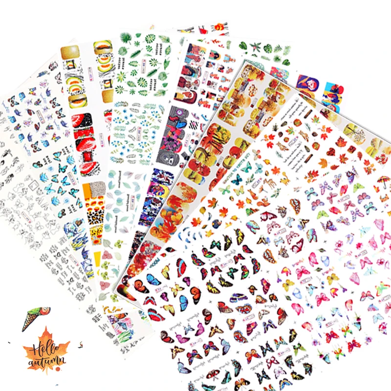 12 Designs Nails Stickers Manicures Set Maple Leaf Geometric Nail Art Water Transfer Decals Sliders Floral Leaves Decoration
12 Designs Nails Stickers Manicures Set Maple Leaf Geometric Nail Art Water Transfer Decals Sliders Floral Leaves Decoration