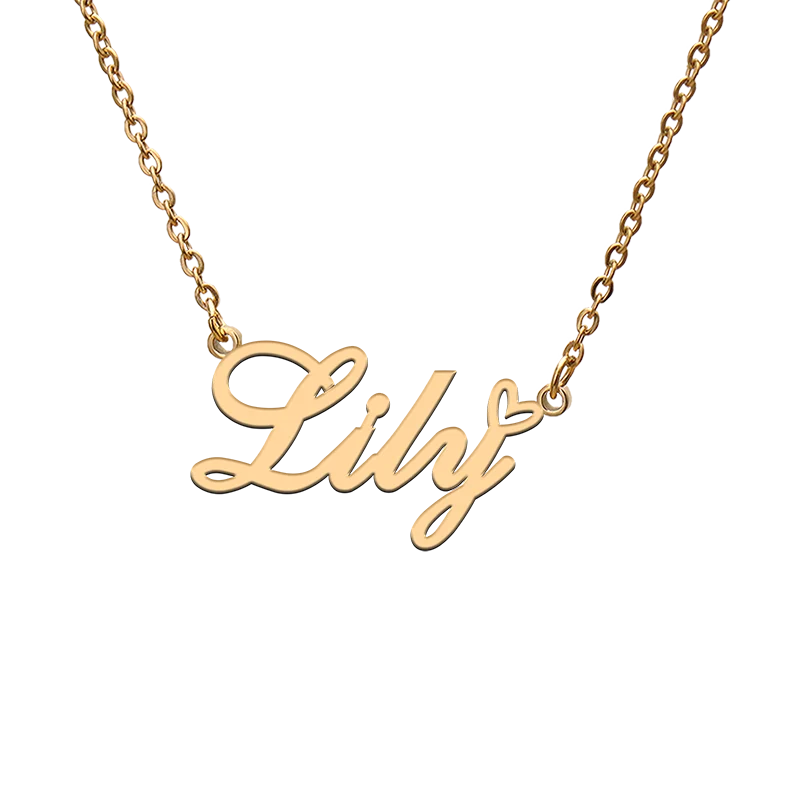 

God with Love Heart Personalized Character Necklace with Name Lily for Best Friend Jewelry Gift