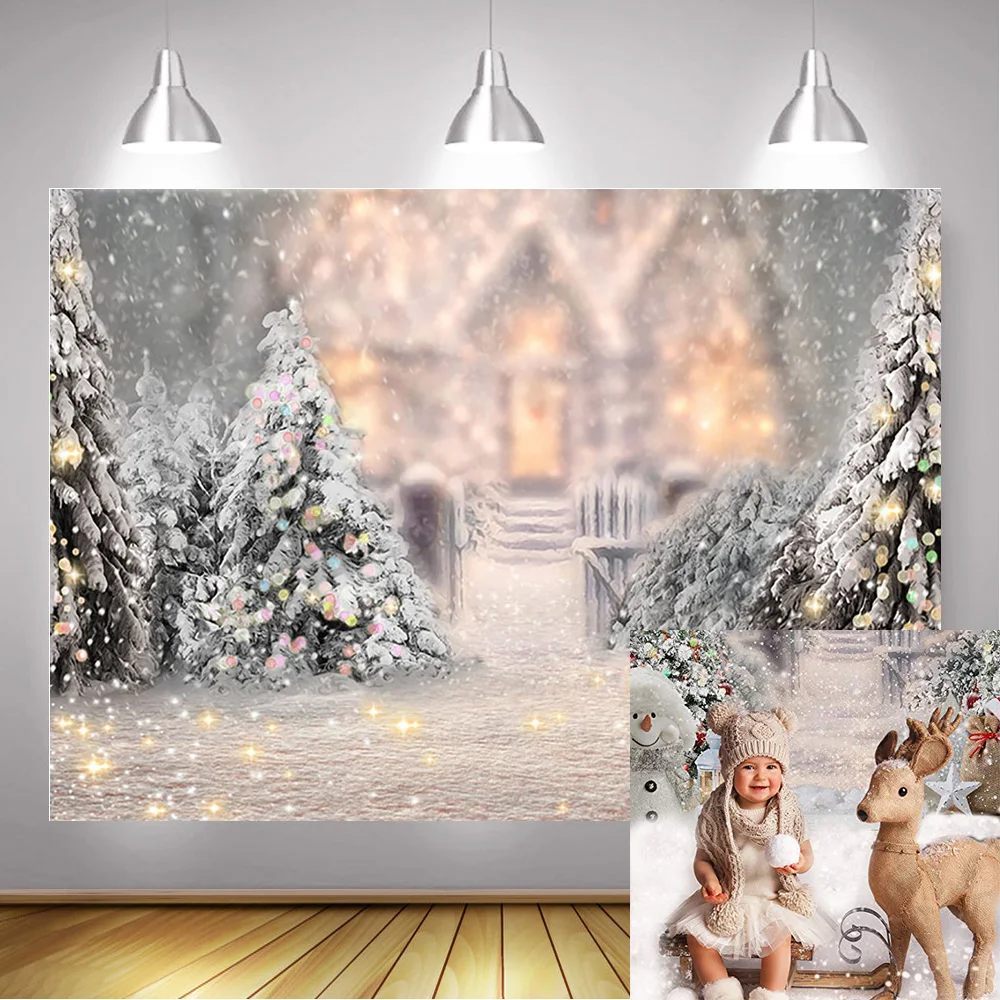 Фото Фон для фотосъемки новорожденных с изображением рождественской елки снежинки | Фон для фотосъёмки (4001322565547)