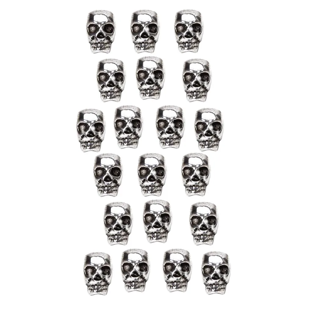 20pcs Tibetan silver color Skull Charm Spacer Beads For Bracelet Jewelry Making