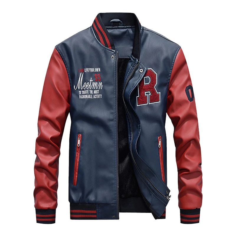 New Winter Men Leather Jacket Hit Color Boy Baseball Jackets Street Wear Man Thick Coat Casual Jaqueta Masculina
New Winter Men Leather Jacket Hit Color Boy Baseball Jackets Street Wear Man Thick Coat Casual Jaqueta Masculina