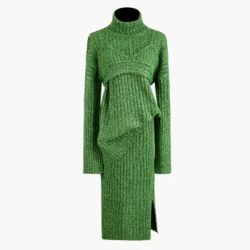 Casual Striped Two Piece Sets Female Turtleneck Long Sleeve Pullover Short Vest High Waist Split Skirt suits women
Casual Striped Two Piece Sets Female Turtleneck Long Sleeve Pullover Short Vest High Waist Split Skirt suits women