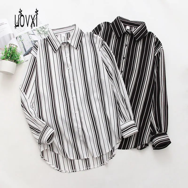 Autumn and winter retro lapel office shirt fashion wild vertical strip casual boyfriend style loose blush personality base coat
Autumn and winter retro lapel office shirt fashion wild vertical strip casual boyfriend style loose blush personality base coat