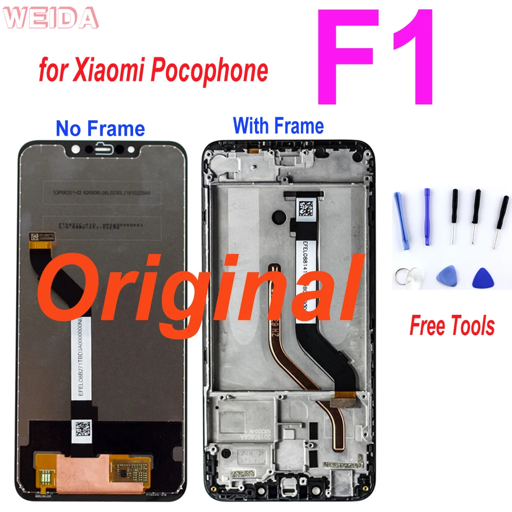 Original 6.18" LCD For Xiaomi Pocophone F1 LCD Display Touch Screen Digitizer Assembly with Frame For Pocophone F1 Display Tools
Original 6.18" LCD For Xiaomi Pocophone F1 LCD Display Touch Screen Digitizer Assembly with Frame For Pocophone F1 Display Tools