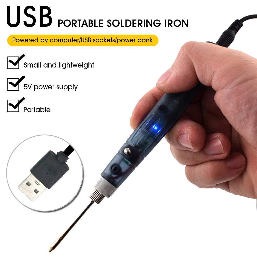 5V 10W USB Powered Electric Soldering Iron Solder Pen Welding Gun Hand Tools Kit Fast Heating Outdoor Welding Tools Dropship New
5V 10W USB Powered Electric Soldering Iron Solder Pen Welding Gun Hand Tools Kit Fast Heating Outdoor Welding Tools Dropship New