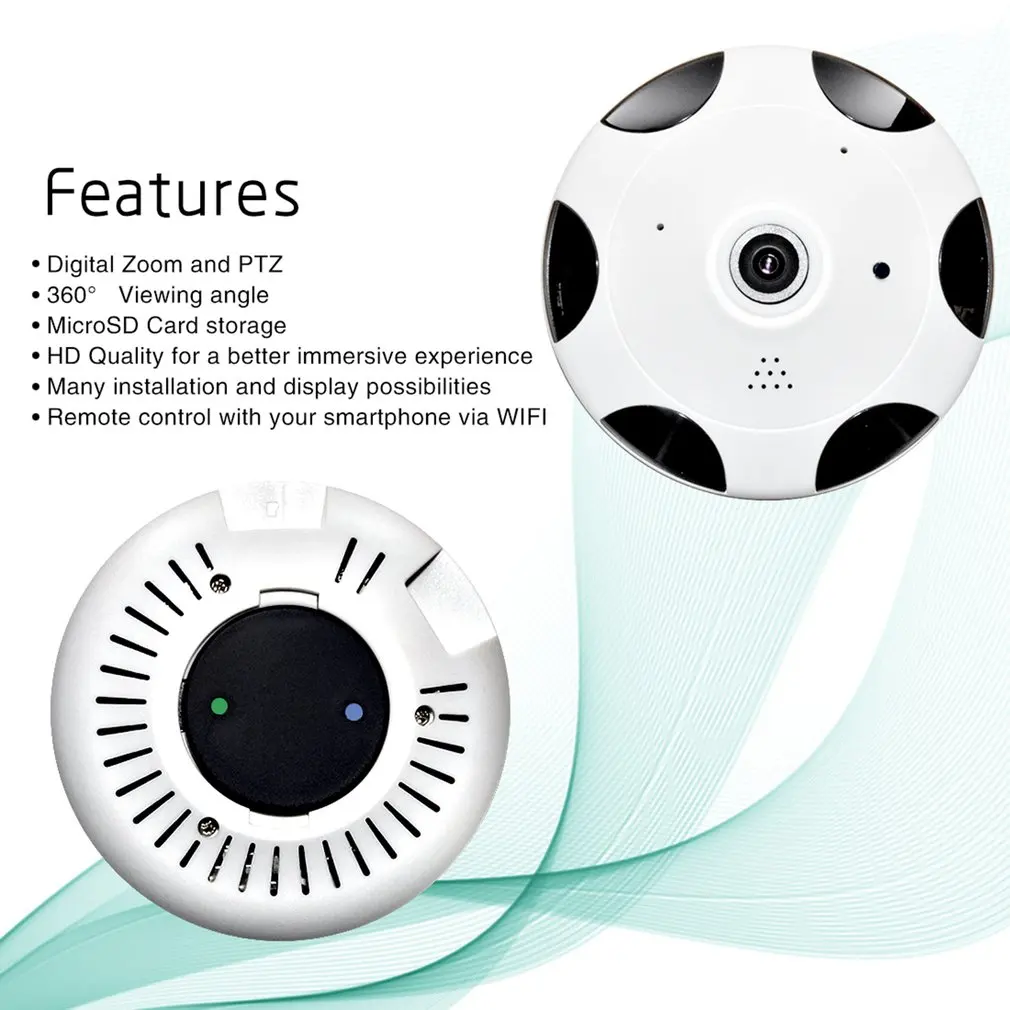 Indoor 3.0MP Wireless HD FishEye IP WiFi Panoramic Camera EU Plug 960P 360 Degree 1.3MP Security Camera WQ-004
Indoor 3.0MP Wireless HD FishEye IP WiFi Panoramic Camera EU Plug 960P 360 Degree 1.3MP Security Camera WQ-004