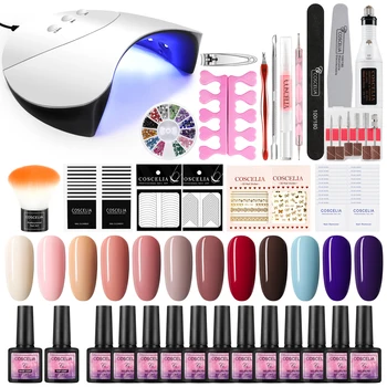 Nail Set For Manicure Kit With 36W UV LED Lamp COSCELIA Nails Kit Soak Off Semi-Permanent UV Varnish Tools Nail Art Decorations 
Nail Set For Manicure Kit With 36W UV LED Lamp COSCELIA Nails Kit Soak Off Semi-Permanent UV Varnish Tools Nail Art Decorations