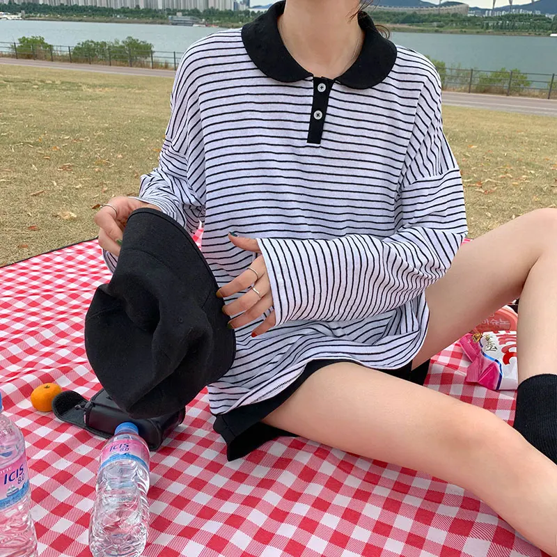 3 colors 2019 autumn classic style loose peter pan collar stripe long sleeve t-shirts womens tops tee shirt femme (x599)
3 colors 2019 autumn classic style loose peter pan collar stripe long sleeve t-shirts womens tops tee shirt femme (x599)