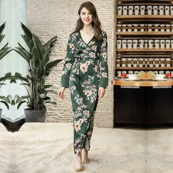 Ladies Sleep Wear Summer Kimino Robe Spinning Silk Long Sleep Dress Floral Printed Sleep Gown Women Long Sleeved Night Gown
Ladies Sleep Wear Summer Kimino Robe Spinning Silk Long Sleep Dress Floral Printed Sleep Gown Women Long Sleeved Night Gown