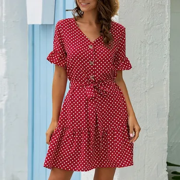 Women Wrap Dress Bohemia Polka Dot V Neck Short Sleeve Summer Sundress Split Flowy Dress платье женское
Women Wrap Dress Bohemia Polka Dot V Neck Short Sleeve Summer Sundress Split Flowy Dress платье женское
