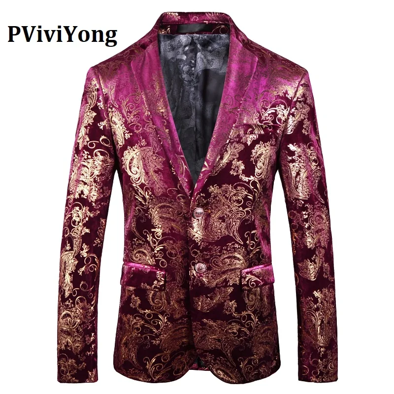 PViviYong Brand 2019 high quality Suits Blazers European style Red gold suit jacket men slim fit men's suit top 7771 
PViviYong Brand 2019 high quality Suits Blazers European style Red gold suit jacket men slim fit men's suit top 7771