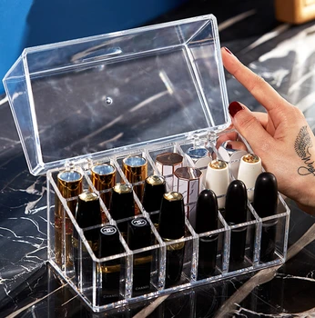 Lipstick storage box Desktop cosmetics Multiple grids shelf plastic box Makeup organizer box Solve the mess Orderly placement
Lipstick storage box Desktop cosmetics Multiple grids shelf plastic box Makeup organizer box Solve the mess Orderly placement