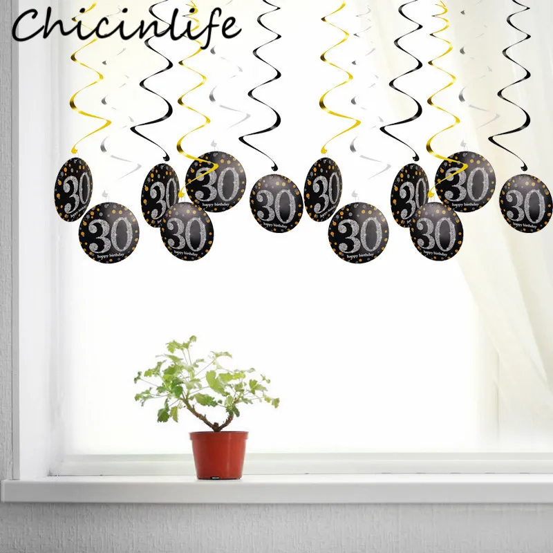 Chicinlife 6 шт. 30 40 50 60 лет Вертлюги спиральный орнамент подвесная гирлянда на день