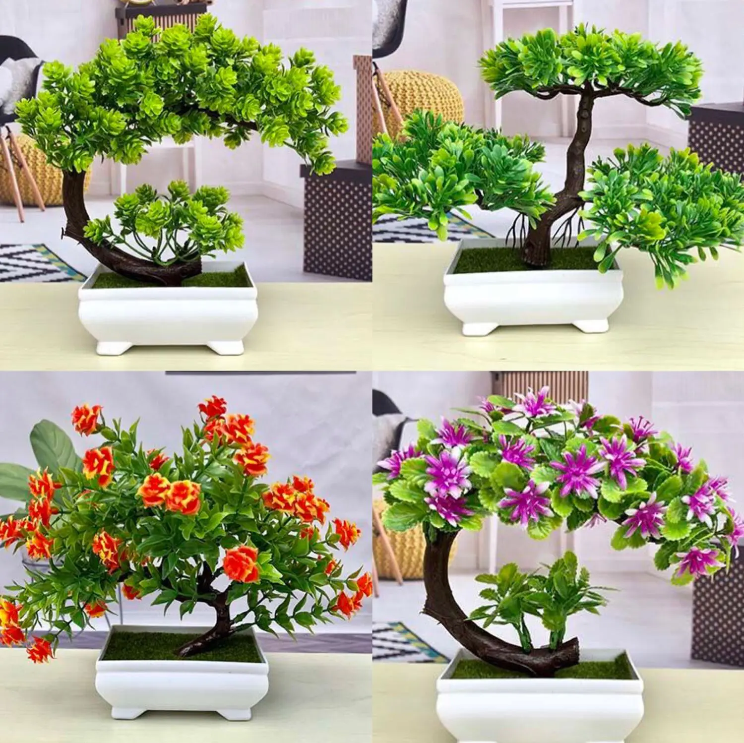 Simulation Small Potted Green Plant Bonsai Tree Plastic Artificial Plants Home Decor Fake | Дом и сад