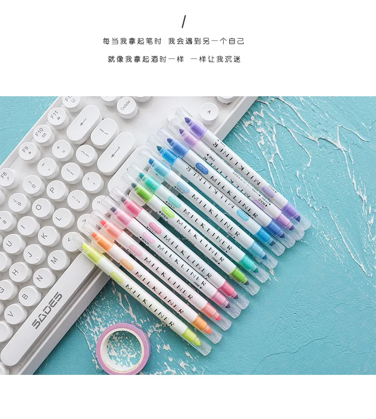 Generic 12 Colors Set Cute Mild Liner Pens Highlighter Dual Double