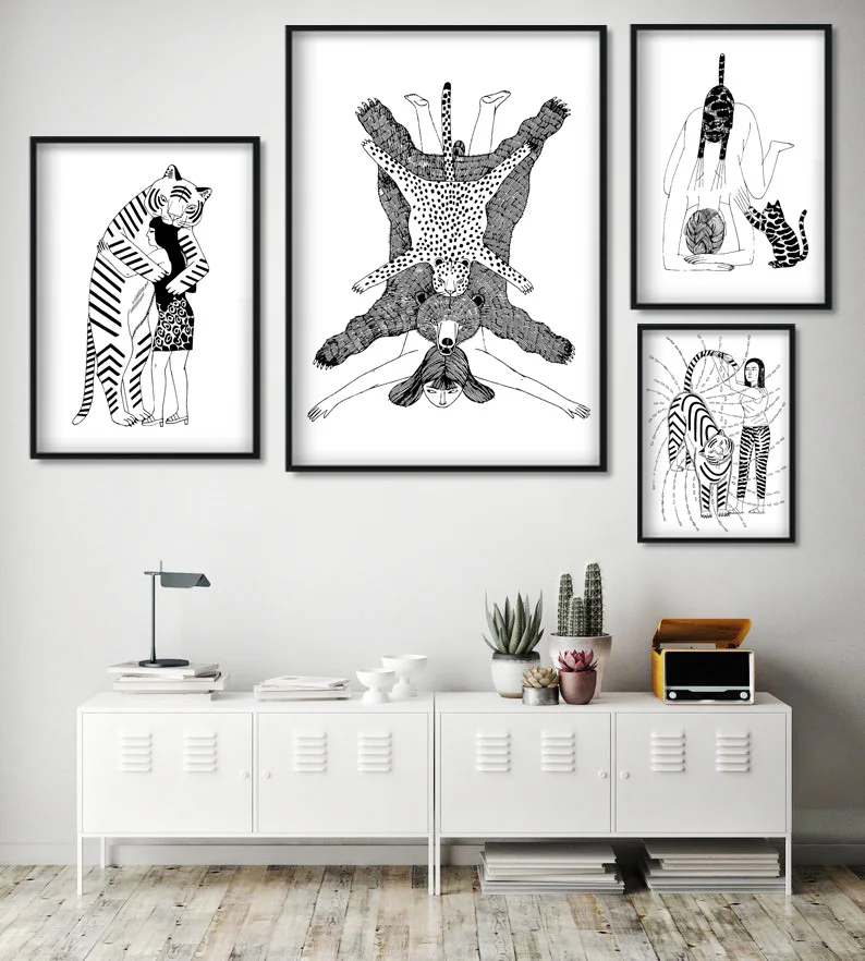 Modern Abstract Girl Tiger Wall Art Canvas Painting Nordic Posters And Prints Black White Wall Pictures For Living Room Decor
Modern Abstract Girl Tiger Wall Art Canvas Painting Nordic Posters And Prints Black White Wall Pictures For Living Room Decor
