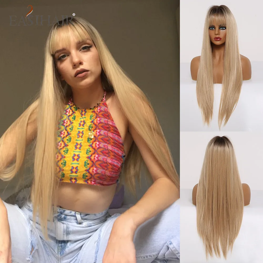 EASIHAIR Ombre Blonde Brown Long Silky Straight Hair Wigs With Bangs Natural Cosplay Synthetic wigs for Women Heat Resistant
EASIHAIR Ombre Blonde Brown Long Silky Straight Hair Wigs With Bangs Natural Cosplay Synthetic wigs for Women Heat Resistant