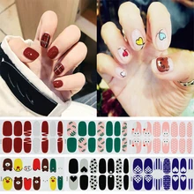 1 hoja de moda envolturas de uñas pegatina de Arte de uñas corazón tiras rojas uñas decoraciones adhesivas 3D impermeable manicura prediseñada(China)