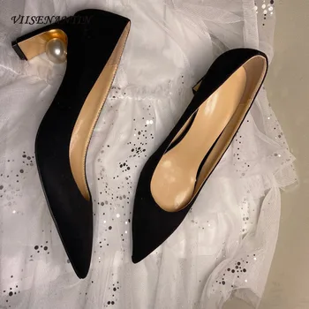 Pearl Elegant Solid Black Flock Pointed Toe Square Heel Woman Slip on Casual HIgh Quality Slingbacks Fashion Shoes High Heels
Pearl Elegant Solid Black Flock Pointed Toe Square Heel Woman Slip on Casual HIgh Quality Slingbacks Fashion Shoes High Heels